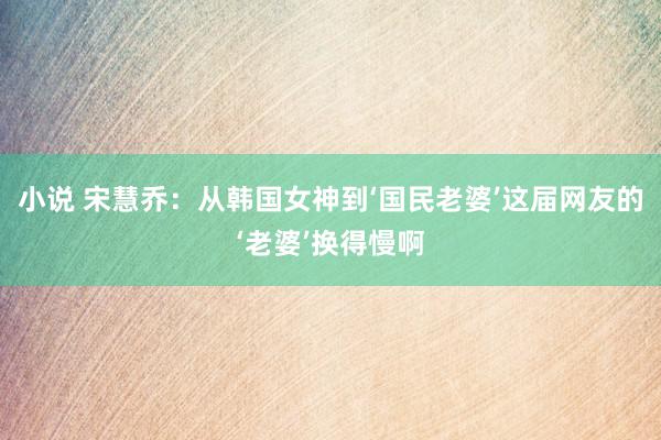 小说 宋慧乔：从韩国女神到‘国民老婆’这届网友的‘老婆’换得慢啊