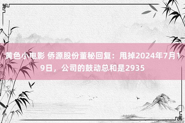 黄色小电影 侨源股份董秘回复：甩掉2024年7月19日，公司的鼓动总和是2935