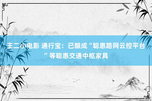 王二小电影 通行宝：已酿成“聪惠路网云控平台”等聪惠交通中枢家具