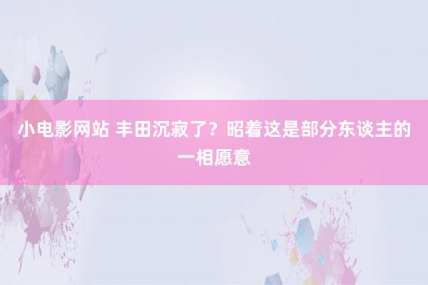 小电影网站 丰田沉寂了？昭着这是部分东谈主的一相愿意