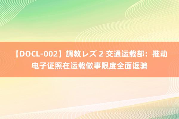 【DOCL-002】調教レズ 2 交通运载部：推动电子证照在运载做事限度全面诓骗