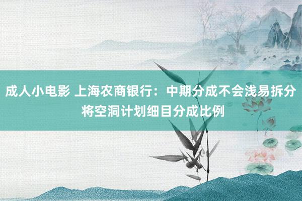 成人小电影 上海农商银行：中期分成不会浅易拆分 将空洞计划细目分成比例