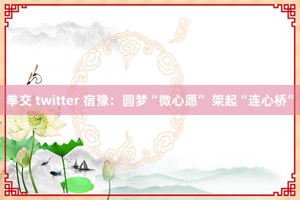 拳交 twitter 宿豫：圆梦“微心愿” 架起“连心桥”