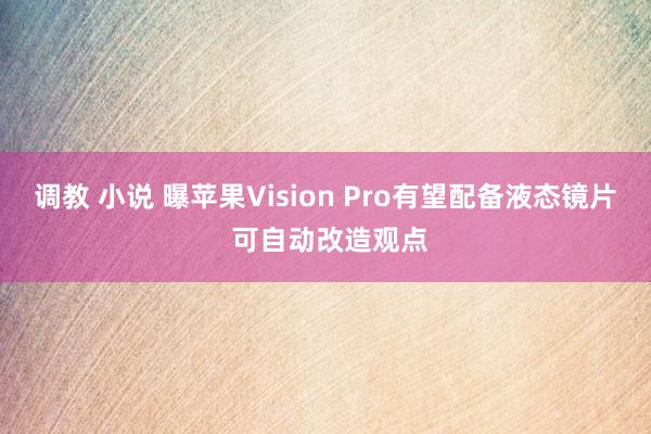 调教 小说 曝苹果Vision Pro有望配备液态镜片 可自动改造观点