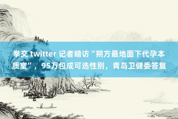 拳交 twitter 记者暗访“朔方最地面下代孕本质室”，95万包成可选性别，青岛卫健委答复