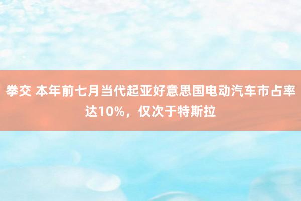 拳交 本年前七月当代起亚好意思国电动汽车市占率达10%，仅次于特斯拉