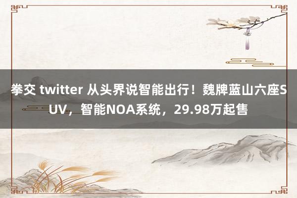 拳交 twitter 从头界说智能出行！魏牌蓝山六座SUV，智能NOA系统，29.98万起售